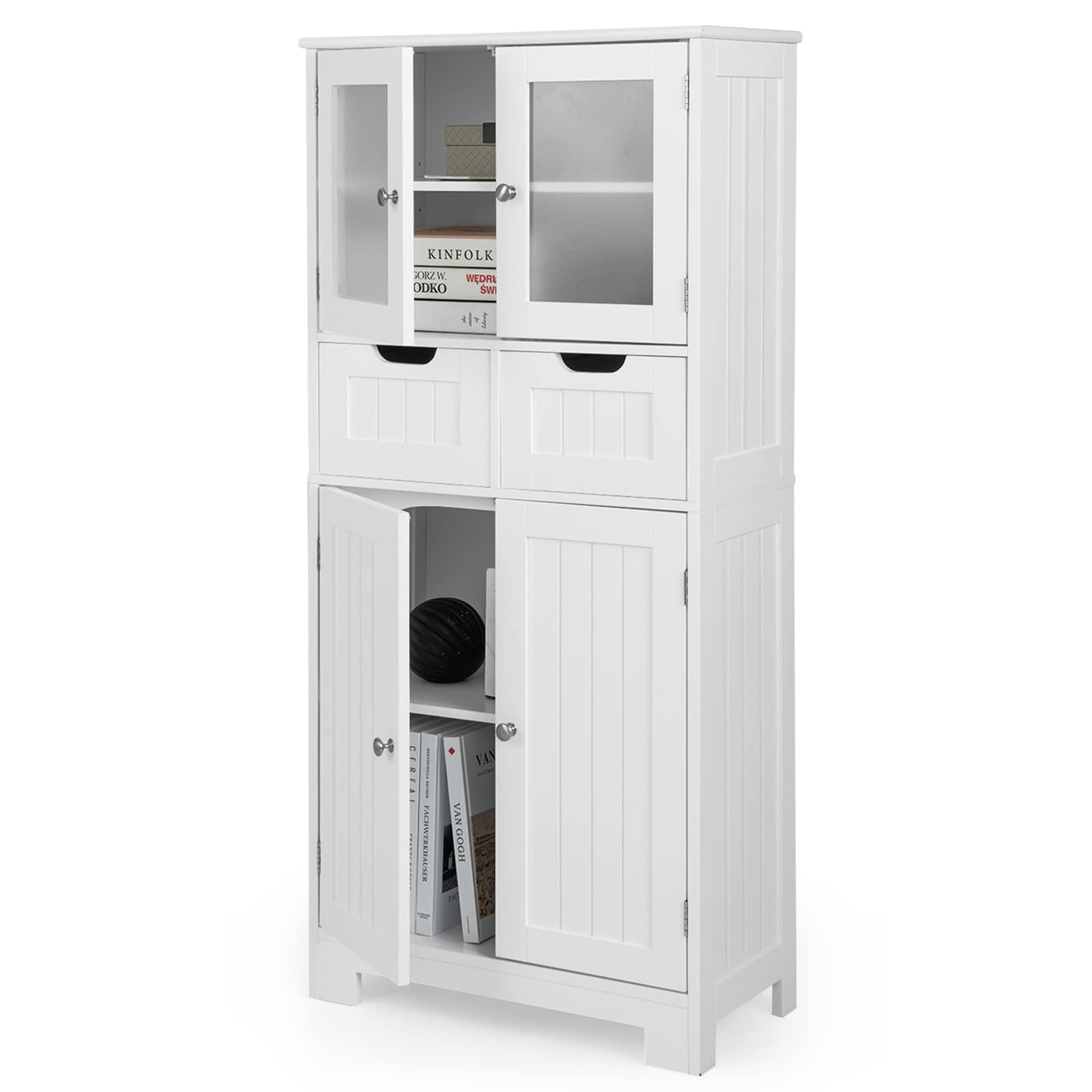 Tangkula Tall Bathroom Storage Cabinet, Freestanding Floor Cabinet